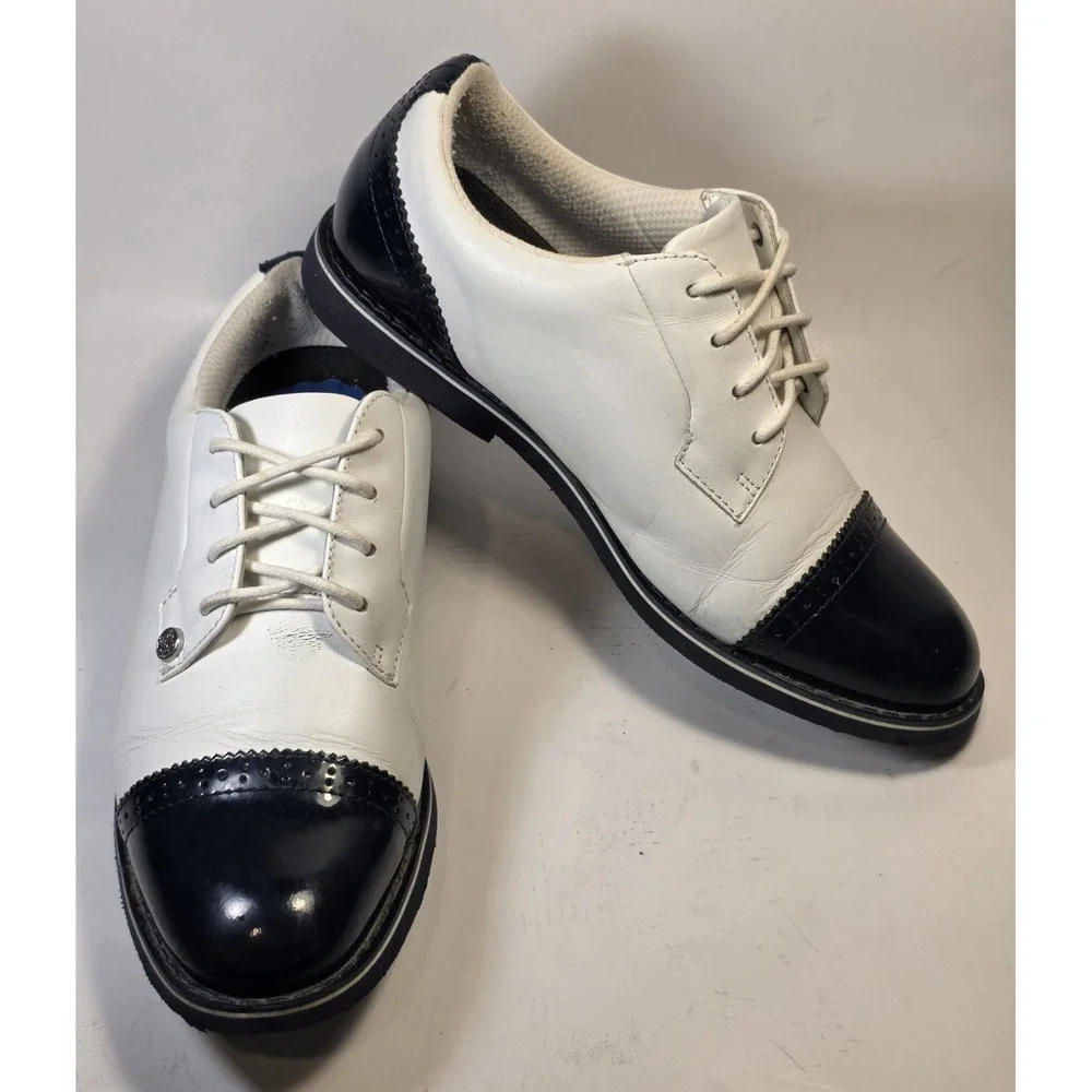 G/FORE White and Navy Two-Tone Golf Oxfords - Picture 7 of 11